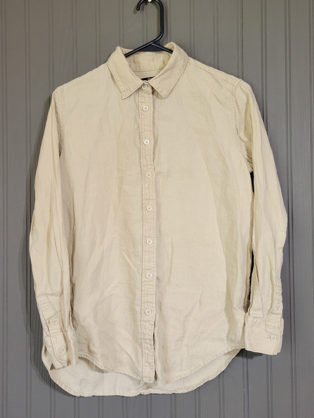 Quince Cream Long-Sleeve Casual Button-Down Shirt